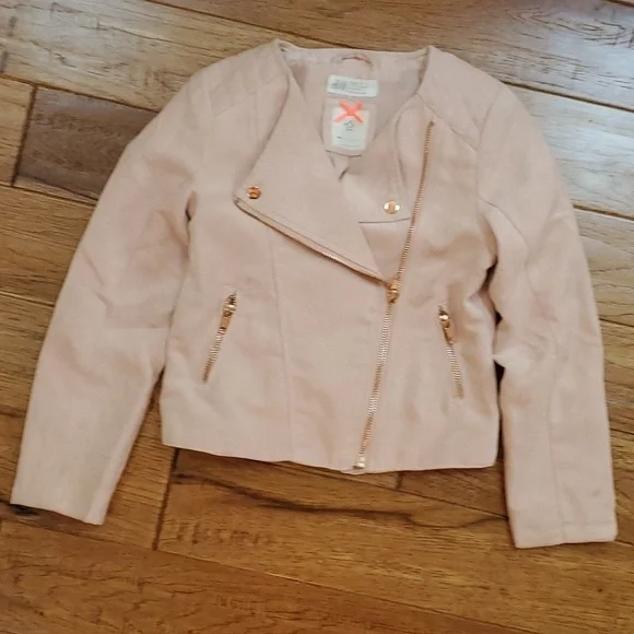 H&M pink faux suede moto jacket - Picture 1 of 6